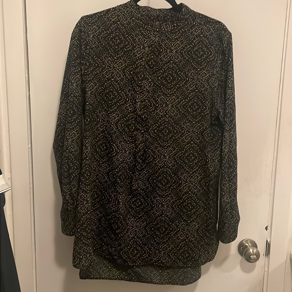 Lauren Ralph Lauren black w/brown specks long sleeve blouse size large